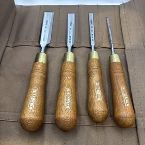 Narex Set di 4 scalpelli premium per paring: 6 mm, 12 mm, 20 mm, 26 mm con custodia - Foto 1 di 7