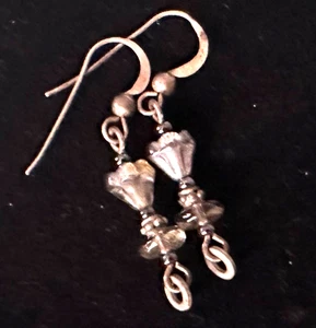 Vintage Earrings 925 STERLING SILVER Pierced Dangle Glass Bead  Jewelry lot y - Picture 1 of 3