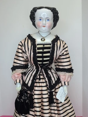 "Muñeca antigua con cabeza de porcelana alemana de 26"" ceja alta cuerpo original hermosa A" Foto 1 de 4