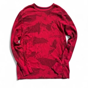 Volcom Vintage Rare Knit Thermal Long Sleeve Red 90s Skater Grunge Y2K Size 2XL - Picture 1 of 6