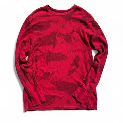 Volcom Vintage Rare Knit Thermal Long Sleeve Red 90s Skater Grunge Y2K Size 2XL - Image 1 of 4
