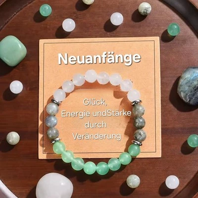Armband NEUANFÄNGE Klarheit Weisheit Vertrauen Glück  inkl Jute-Geschenkbeutel - Bild 1 von 4