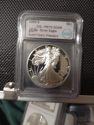 1989-S American Silver Eagle PR70 DCAM ICG E163 - Image 1 of 2