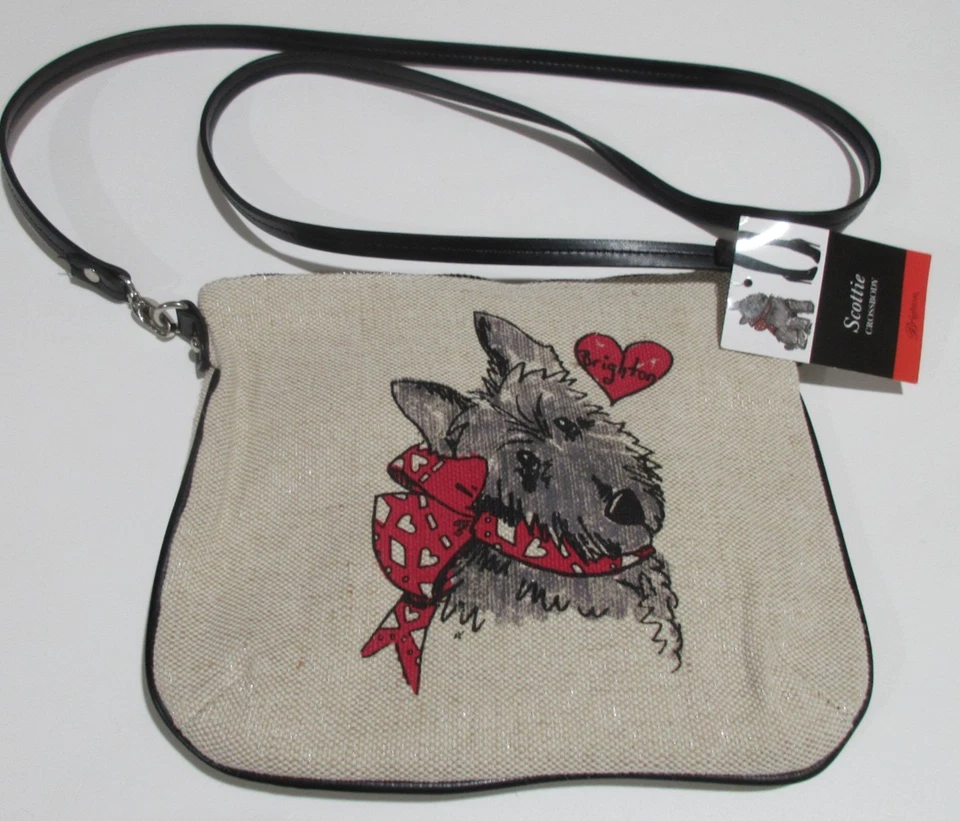Brighton Scottie Crossbody Canvas Purse Bag D26499 Detachable Strap