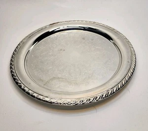 Oneida Silber 12" Serviertablett Silberbesteck Blumenmuster und ein gereilter Rand USA - Bild 1 von 4