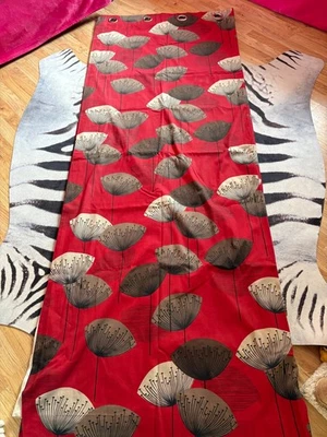 John Lewis Sanderson Red Dandelion Clocks Eyelet Pair Curtains 64 W" X 87 “L - Image 1 of 4