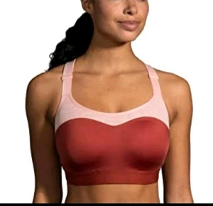 Sujetador Brooks Dare Racerback para mujer palo de rosa/flamenco 36DD - Imagen 1 de 9