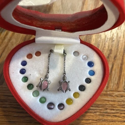 Colors of Life 925 Silver Interchangeable Multi-Gems Turtles Earrings Vintage - Image 1 of 3