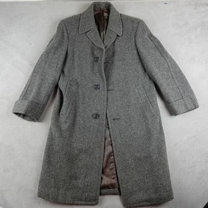 Vintage C-Jim Wool Overcoat Mens Medium Gray Hong Kong Custom Tailor 60s Lined - Picture 1 of 24