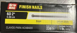 Grip Rite Finish Nägel 6D 2" glatter Schaft 1 Pfund Karton 239 Teile für Trim & Finish - Bild 1 von 2