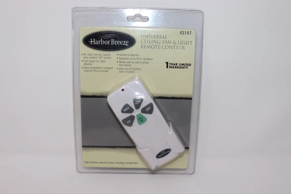 Harbor Breeze Universal Ceiling Fan Light Remote Control #43147 Model RC-103L MC