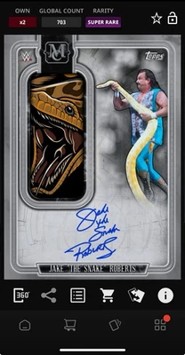 DIGITAL TOPPS WWE SLAM Jake Roberts SUPER RARE SILVER JUMBO SIGNATURE RELIC Read - Image 1 of 4
