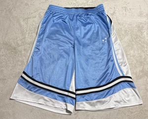 Nike Basketball Satin Shorts Mens Large White Blue Embroidered Logo Vintage - Picture 1 of 13