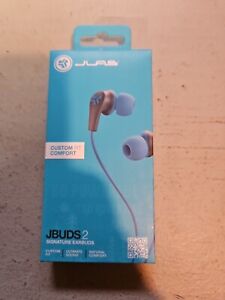 JLab JBuds 2 Signature Earbuds Blue Marine Noise Isolate 3 Size Tips Comfort Fit
