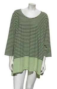 NEU $ 79 LOCKER GESCHNITTEN USA 2X gestreift Baumwolle Leinen Jersey Strick Tunika Top T-Shirt - Bild 1 von 8