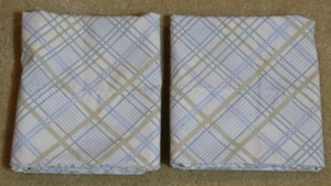 JCP Home Pillowcase Pair Standard Green Blue Plaid Cotton Blend Modern - Picture 1 of 11