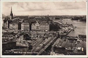 Schweden Stockholm Slussen Och Skeppsbron Fran Katarinahissen RPPC B214 - Bild 1 von 2