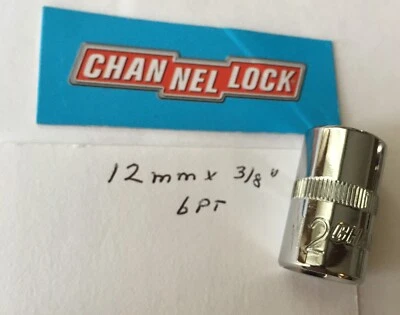 CHANNELLOCK  12 mm  x 3/8" DR  METRIC  SOCKET  6 Point Free USA Shipping - Image 1 of 4