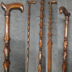 Thorny 3D Embroidered Special Wooden Cane, Handmade Brown Walking Stick - Picture 1 of 9