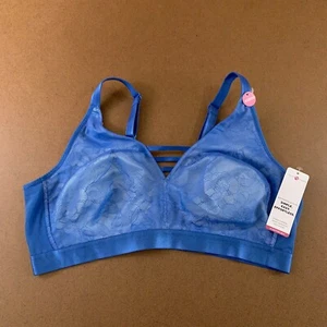 Ashley Stewart Women's Size 42DDD Blue Lace Lattice Wirefree Bra NWT - Picture 1 of 8