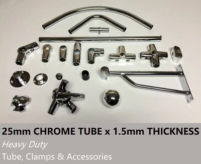 YORKSHIRE DISPLAYS LIMITED 25mm Pipe Clothes Garment Rail Walk In Wardrobe Chrome Tube Hanging Storage Rack