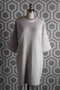 NWT 10 Crosby Derek Lam Knot Leather Trim Knit Dress 8 $495 White Cream Black - Picture 1 of 1