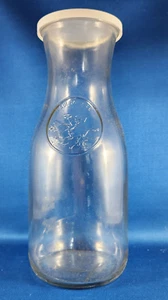 Antique Paul Revere Milk Bottle Plastic Lid Clear Glass Anchor Hocking 1 Quart - Picture 1 of 9