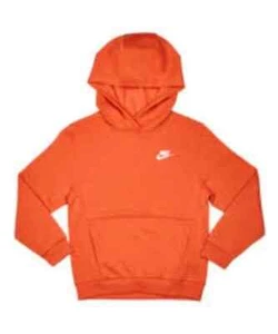 Nike Boys Medium Orange Sportswear Club Fleece Hoodie Swoosh Logo Performance - Picture 1 of 7