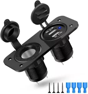 12V Auto KFZ Zigarettenanzünder Steckdose mit Dual USB Ladegerät Buchse Einbau - Bild 1 von 7