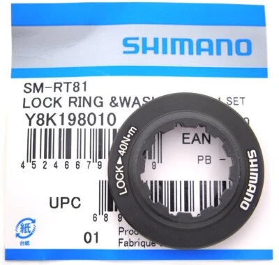 Shimano XTR SM-RT99/ Deore XT SM-RT81 Center lock Rotor Lockring w/ Washer Blak - Image 1 of 2