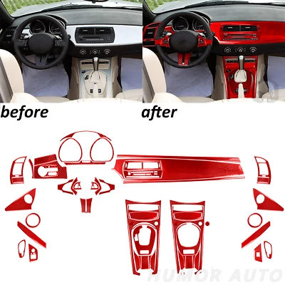 Kits de cubierta interiores completos de fibra de carbono rojo 72 piezas para BMW Z4 E85 2003-2008 Foto 1 de 4