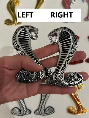 Metal Cobra Snake Dash Shelby  Fender Grille Emblems badge Ford Mustang 3.75 in - Image 1 of 4