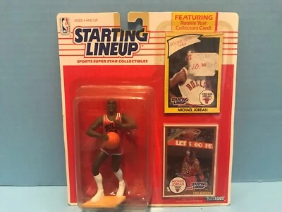 MICHAEL JORDAN 1990 starting lineup w/2 card CHICAGO BULLS  ROOKIE CARDS - Image 1 of 4