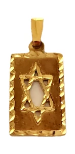 Colgante Estrella de David 2 Tonos Oro 14K Forma Rectángulo 1.2 g - 25mm H x 10mmW #6 - Imagen 1 de 1