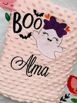 Manta de bebé bordada personalizada de Halloween|Manta bordada para Hallowen Foto 1 de 4