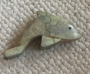 Blau marmorierter Delfin Marmor Stein geschnitzt Figur Sammlerstück - Bild 1 von 3