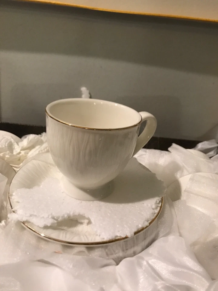 espresso Coffee cups white with gold trim-Brand New - Image 1 of 3