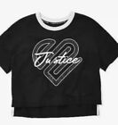 NWT Original Justice Girls Sz 12 Sport Crop Ringer T-ShirtBling Rhinestones Cute