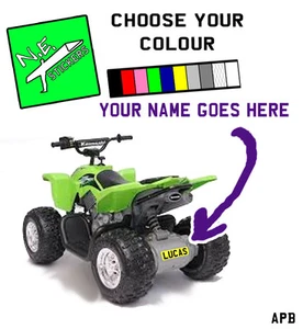 ANY NAME: ANY COLOUR: back kids number plate sticker fits KAWASAKI QUAD - Picture 1 of 9