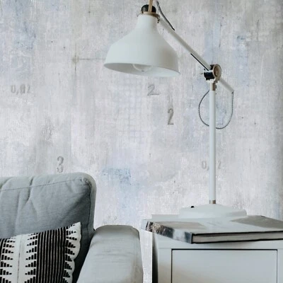 Teal Blue gray Faux worn out distressed industrial weathered concrete wallpaper - Image 1 of 4