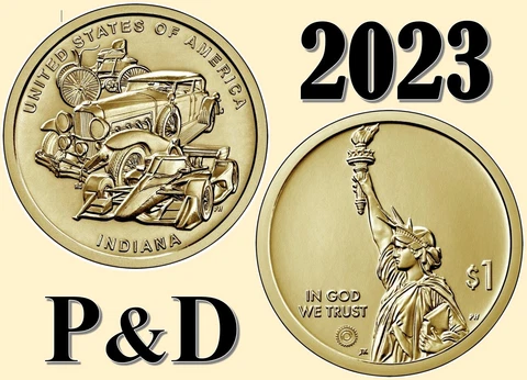 2023 P&D American Innovation $1 - Indiana - US Mint  -  UNC - 2 coins Set Cover