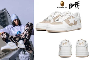 A Bathing Ape Men's Low-Top Sneakers 2025 Model BAPE STA #6 Beige FastShip Japan - Picture 1 of 6