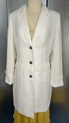 Calvin Klein Cream White Lightweight Blazer Trench Coat Missing Belt Size 6 - Image 1 of 4