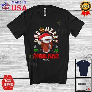 Custom Name Merry Football Player; Fantastic Christmas Santa Sport Playing Shirt - Picture 1 of 7