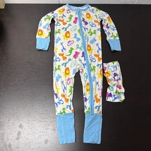 Brooksees Baby Bamboo Clothes SZ 12-18M Convertible Zippy Zipper Romper w/ Bow - Picture 1 of 8