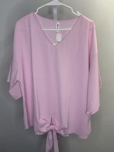VISHOW Damen Chiffon-Kurzarmbluse mit Bindeband vorne, Größe 2XL. Neu mit Etikett.  1Q - Bild 1 von 7