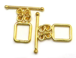 20 SET 20X30MM SOLID COPPER BALI TOGGLE CLASP 2 STRAND 18K GOLD PLATED 587 - Picture 1 of 3
