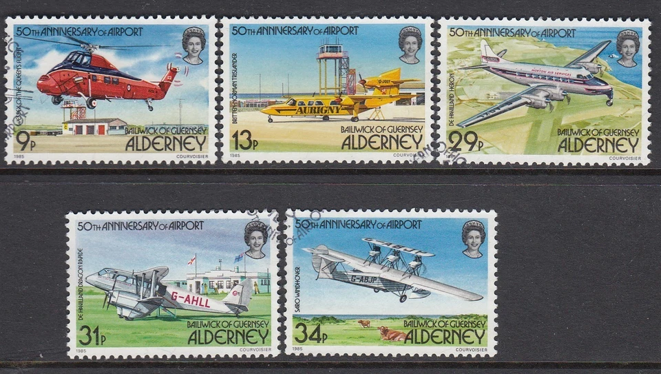 GB Alderney 1985 50th Anniversary of Airport SG A18-A22 VFU Ex-FDC - Image 1 of 1