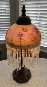 Victorian / Nouveau Style Boudoir Lamp - Rose Butterfly Hand Painted Shade! - Picture 1 of 10