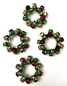 Lote de 4 soportes para servilleteros de 2,75" campanas de metal pequeñas de Navidad - Imagen 1 de 4